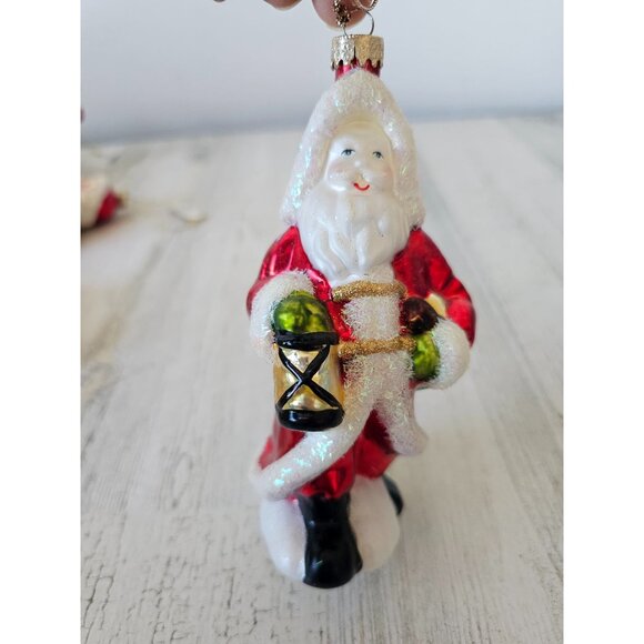 Glitter Santa glass ornament lantern tree Xmas - Picture 1 of 7